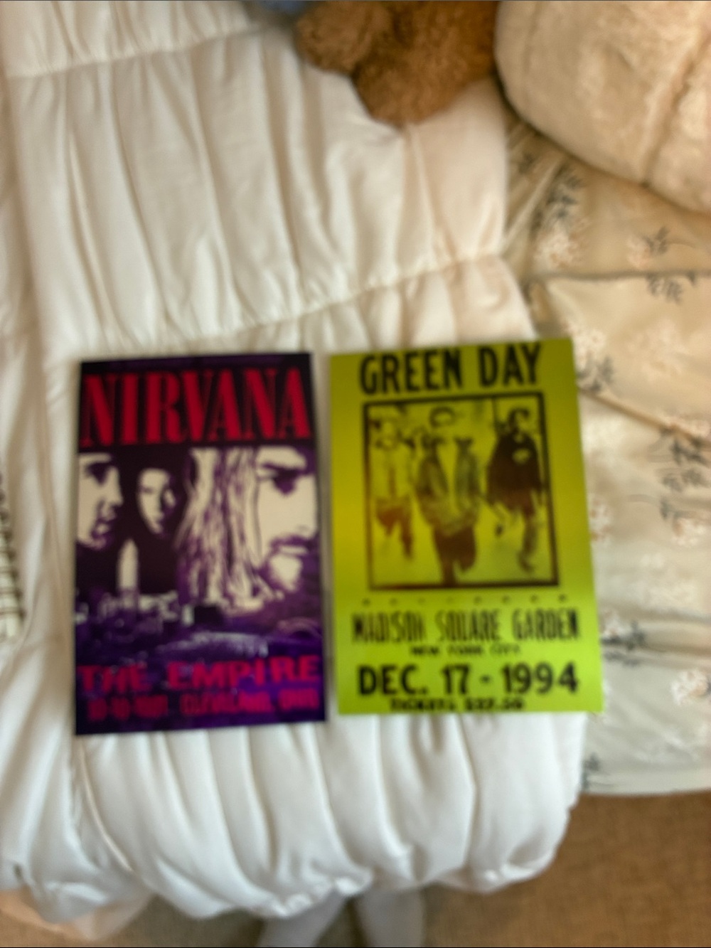 Nirvana & Green Day Concert Poster Set - Purple and Green Wall Art